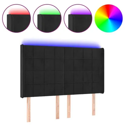 Produktbild von LED Kopfteil Schwarz 147x16x118/128 cm Samt