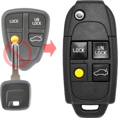 Produktbild von Auto Schlüssel Funk Fernbedienung 1x Klapp Umbau Gehäuse 4 Tasten + 1x Rohling NE66 kompatibel mit Volvo