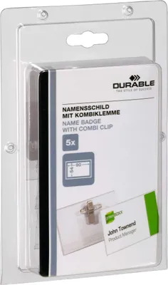 Zdjęcie produktu dla Identyfikator 54x90mm poziomy z klipsem PU=5 sztuk