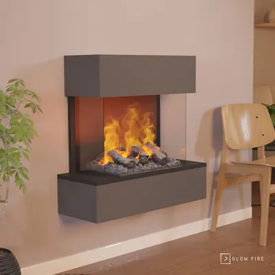 Produktbild von GLOW FIRE Elektrokamin 'Hölderlin Sims'| Wasserdampf Kamin mit OMC 600 inkl. Holz in schwarz als Wandkamin| HxBxT: 88x80x30 cm