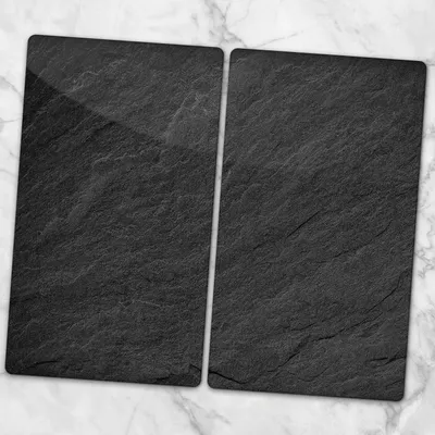 Produktbild von Glas-Herdabdeckplatten Glaskeramikkochfeld-Abdeckung Spritzschutz Glas 2x30x52 cm - Schwarzer Stein