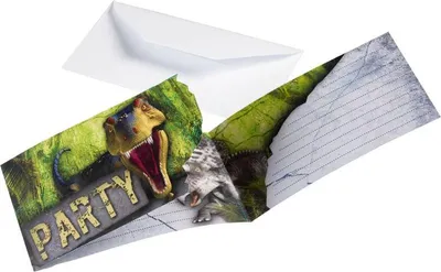 Produktbild von 8 Dinosaurier Party Einladungskarten Dino Attack