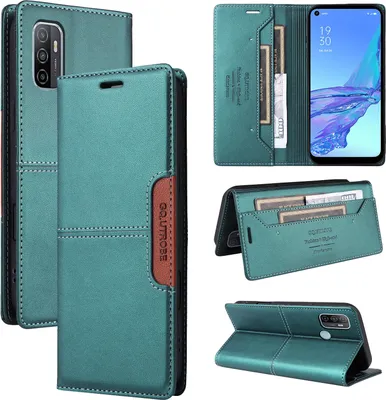 Produktbild von Handyhülle für Oppo A53/A53S/A33 (2020) Hülle, Leder Flip Wallet Kartenfach Stand Schutzhülle Grün