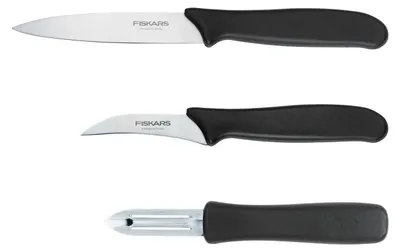 Produktbild von Fiskars Schäl-Set, 3-teilig, Schälmesser (11-cm-Klinge)