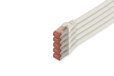 Produktbild von Digitus CAT 6 S/FTP Patchkabel, 5 Stück, 10 m, Cat6, S/FTP (S-STP), RJ-45, RJ-45, Weiß