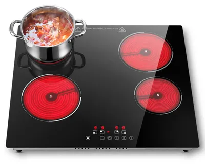Keramische kookplaat 4 Zonen 6000 W Touch 60 cm Schwarz