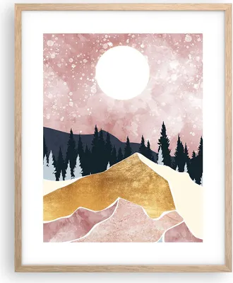 Produktbild von Gerahmtes Poster - Rahmen in heller Eiche - Grafik Modern Landschaft - 40x50 cm - Wand Bild - Wanddeko - Wandbilder - Kunstposter - Wandposter - Bilderrahmen - Bilder - Kunstdruck - P2NPA40x50-4832