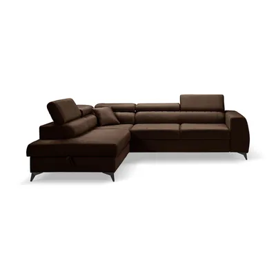 Produktbild von MUFFO Ecksofa PIERO L Links mit Schlaffunktion 195x125 Velours Braun