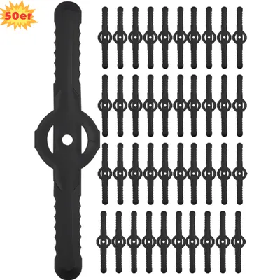 Produktbild von 50er Ersatzklingen aus Kunststoff,Ersatzmesser Rasentrimmer,Rasentrimmer Zubehör Rasentrimmer Messer Kunststoff Universal Rasentrimmer Messer Kompatib