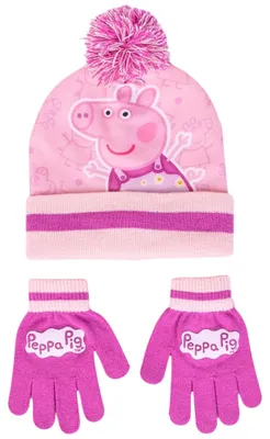 Produktbild von 2-tlg. Winter Set: Peppa Pig Bommelmütze & Handschuhe one size