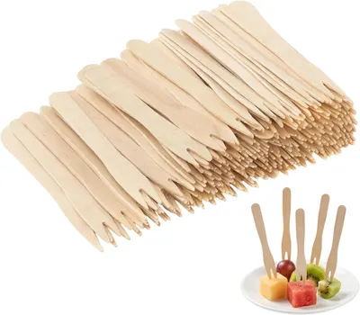Produktbild von 300 Stück Pommesgabeln (85 mm), Einweg-Holzgabeln für Events und Catering, Ideal für Fingerfood und Snacks
