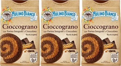 Produktbild von MULINO BIANCO Cioccograno Italienisches Mürbegebäck aus Vollkornmehl und dunkler Schokolade 330g x 3 pakete (Cioccograno, x3)