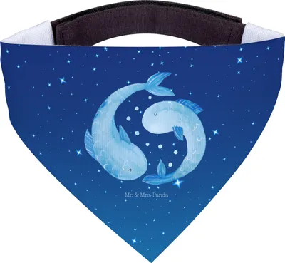 Produktbild von Mr. & Mrs. Panda Halstuch Für Hunde Sternzeichen Fische - Sternenhimmel Blau - Geschenk, Dreieckstuch, Hund, Fisch, Bandana, Sternbild, Geburtstag März, Februar