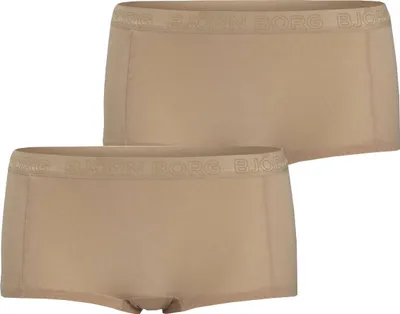 Productafbeelding van Björn Borg - Dames - Mini-shorts van katoen-elastaan, 2-pack - Beige - Maat 34