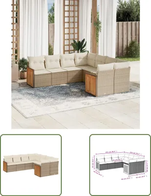 Produktbild von The Living Store 8-tlg. Garten-Sofagarnitur mit Kissen Beige Poly Rattan