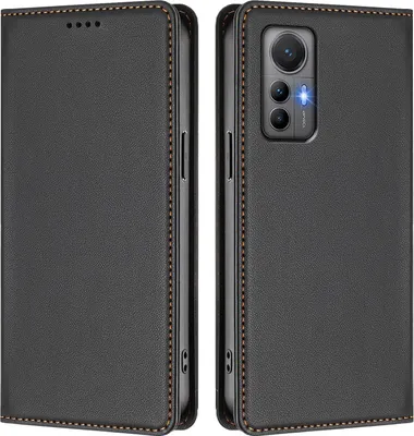 Obrázek produktu pro Kožené pouzdro pro Xiaomi 12 Lite, magnetické flipové pouzdro zPolyuretankůže se stojánkem Černá