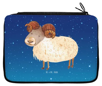 Produktbild von Mr. & Mrs. Panda Etui Sternzeichen Widder - Sternenhimmel Blau - Geschenk, Bleistiftetui, Schafbock, Malmappe, Federmappe, Federtasche, Federmäppchen, Geburtstag März
