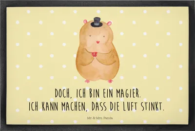 Produktbild von Mr. & Mrs. Panda Fussmatte Hamster Hut 40 x 60 cm - Gelb Pastell - Geschenk, Schmutzmatte, Fußabtreter, teppichmatte, Zwerghamster, fußmatte, Zylinder, Magier, Zauberer