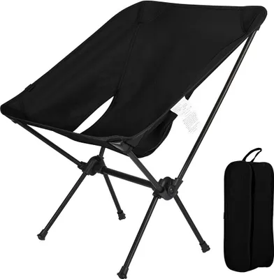 Produktbild von Kinder Campingstuhl Ultraleichter Klappstuhl 710 g - für Junge und Mädchen - Leichter Outdoorstuhl Picknickstuhl Strandstuhl Gartenstuhl mit Tragetasche,Schwarz