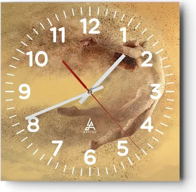 Produktbild von Wanduhr - Quadrat - Glasuhr - Frau Abstraktion - 40x40cm - Schleichendes Uhrwerk - Lautlos - zum Aufhängen bereit - Dekoration Modern - Wanddekoration aus Glas - C4AC40x40-4061