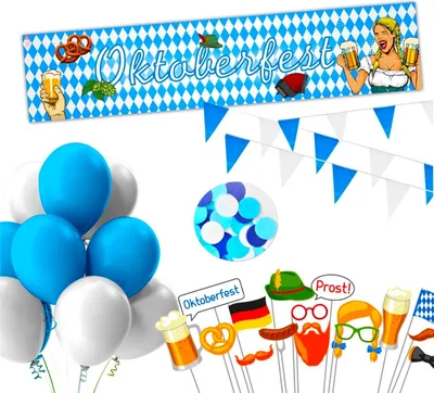 Produktbild von XXL Bayrisches Wiesn Dekoration Set - über 100 Teilen - Oktoberfest (Set, Oktoberfest Deko), mehr als 100 Teilen / Wiederverwendbar