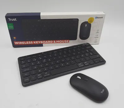 Produktbild von Trust Lyra, Kabellos, RF Wireless + Bluetooth, Scherenschalter, AZERTY, Schwarz, Maus enthalten
