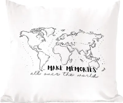Produktbild von MuchoWow® Zierkissen Sofakissen Wohnzimmer Dekokissen 45x45 cm Karte - Sprichwörter - Schwarz und Weiß - Schlafpolster - Polster für das Sofa