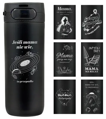 Produktbild von Majestic Sport Thermobecher mit Gravur für Mama, 600 ml, Schwarz