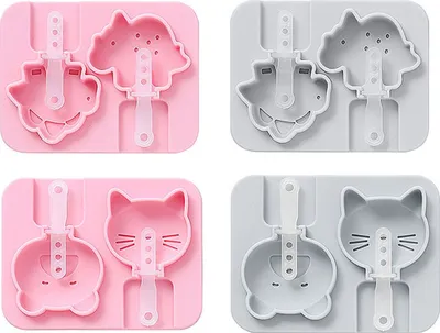 Produktbild von 4er-Pack Käsespießform, Jumbo-Katze, Dinosaurier, Bär, Silikon-Lollipop-Form, Silikon-EIS-Pop-Formen, 2 Hohlräume, Hausgemachtes EIS Am Stiel, Eisform, Tiere Mit 8 Wiederverwendbaren Stäbchen