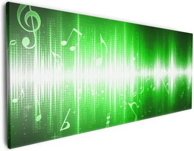 Produktbild von Wallario Premium Leinwandbild Grüne Noten der Musik in Größe 60 x 150 cm
