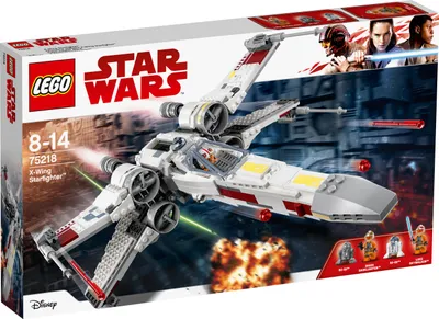 Produktbild von LEGO Star Wars X-Wing Starfighter 75218, 11 cm hoch, 34 cm lang, 30 cm breit; mit einziehbarem Fahrwerk, aufklappbarem Minifiguren-Cockpit, federunterstützten Shootern, Platz für Droiden; Hebel-Funktion für Flug-/Actionmodus-Wechsel; inkl. Sticker und Kacheln zur Umgestaltung; umbaubar in Luke Skywalkers Rot Fünf oder Biggs Darklighters Rot Drei X-Wing; enthält Luke Skywalker, Biggs Darklighter Minifiguren, R2-D2 und R2-Q2 Droiden.