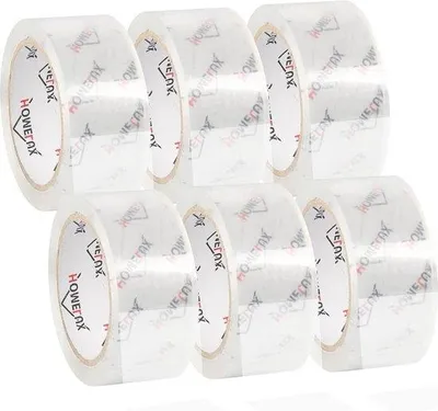 Zdjęcie produktu dla Taśmy pakowe – 6 rolek – długość 66 m – szerokość 50 mm – przezroczyste – silna przyczepność – do pakowania, wysyłki i przeprowadzek