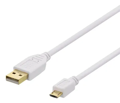 Produktbild von Deltaco MICRO-100, 1 m, USB A, USB A/Micro-USB B, USB 2.0, Weiß