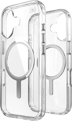 Two clear phone cases with MagSafe rings are shown side-by-side against a white background.
