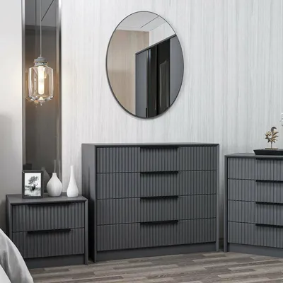 Immagine prodotto di Jebi - Cassettiera, 100x85x45h cm Nero Antracite, 3 Cassetti