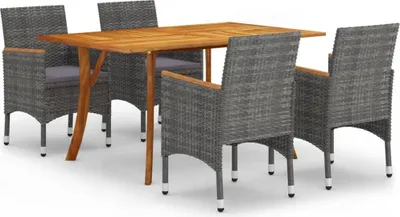 Produktbild von vidaXL 5-tlg. Garten-Essgruppe Grau
