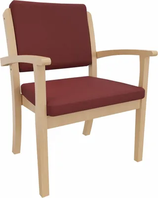 Produktbild von Schwerlaststuhl Alexander XXL – Stuhl mit Armlehnen für Schwergewichtige bis 250 kg – 52cm Sitzhöhe.Stoffbezug:Kunstleder Nessi Bordeaux,Bodengleiter:Kunststoff Weiss