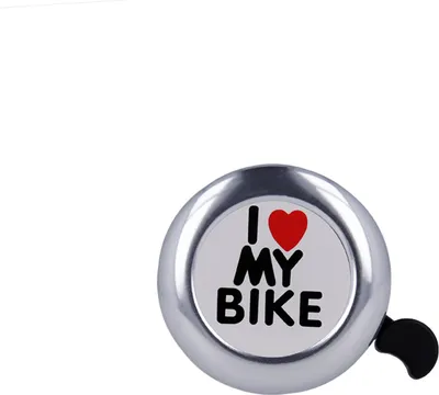 Image de Sonnette de vélo " I Love My Bike " Sonnette de vélo VTT Sonnette de vélo Scooter Argent