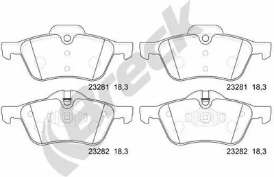 Produktbild von BRECK 23281 00 701 00 Bremsbeläge Satz Vorne Bremsklötze für MINI Schrägheck (R50, R53) Cabrio (R52)