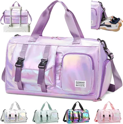Image de Sac de sport, couleur lilas, avec compartiment à chaussures et compartiment pour les vêtements mouillés, idéal pour le fitness et les voyages
