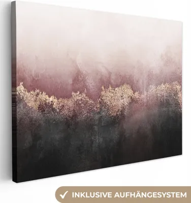 Produktbild von MuchoWow® - Leinwandbilder - Glitter - Gold - Abstrakt, Wandbild, Wanddeko Bilder Wohnzimmer, 80x60 cm