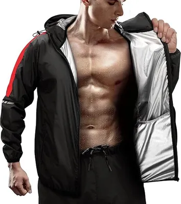 Produktbild von RDX Schwitzanzug Zum Abnehmen, Saunaanzug Reach  100 , Kapuzen Anzug Sauna Suit Sweatanzug Sportanzug Trainingsanzug Thermo Sweatsuit Boxen MMA Gym Fitness Laufen Herren Damen