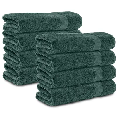 Produktbild von Komfortec 8er Duschtücher 70x140 cm Set aus 100% Baumwolle, 470g/m², Frottee, Weich, Dunkelgrün
