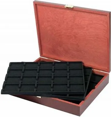 Produktbild von Lindner S2495-S2122CE LINDNER Echtholz Münzkassette für 100 Münzrähmchen 50x50 mm/Münzkapseln CARRÉE/OCTO Münzkapseln - SONDEREDITION