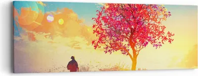 Produktbild von Bild auf Leinwand - Leinwandbild - Baum Wiese Feld - 90x30cm - Wand Bild - Wanddeko - Wandbilder - Leinwanddruck - Bilder - Kunstdruck - Wanddekoration - Leinwand bilder - Wandkunst - AB90x30-3715