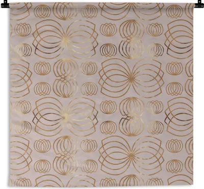 Produktbild von MuchoWow® Wandteppich Wandbehang Muster - Blumen - Gold 150x150 cm Tapisserie Dekoration Wandtuch - Wohnaccessoires - Modernes