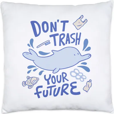 Produktbild von Don't Trash Your Future Kissen Inkl. Füllung Naturschutz Umweltverschmutzung Tiere Fische Save The Ocean