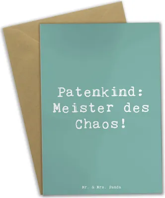 Produktbild von Mr. & Mrs. Panda Grußkarte Spruch Patenkind Chaosmeister - Meeresbrise - Geschenk, handgemacht, osterkarte, Grußkarten, Geschenke, einladungskarten, einzigartige Designs