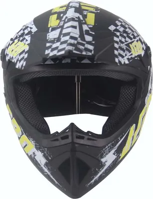 Produktbild von Crosshelm Helm Kinderhelm Motorrad Motocross Skeleton schwarz matt gelb Größe S