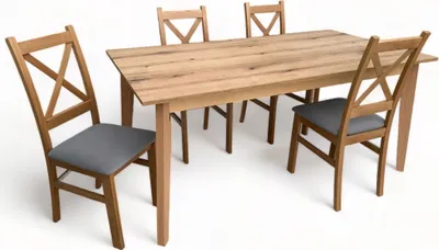 Obrázek produktu pro Pobřežní dubový stůl 90x170/250 + sada 4 židlí